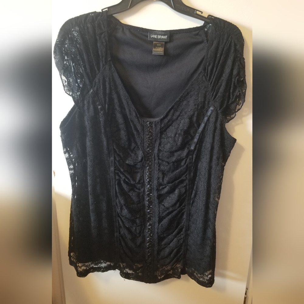 Lane Bryant Elegant Black Lace Blouse 18/20
